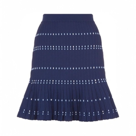SANDRO • Fluted Ribbed-Knit Mini Skirt in Blue - Picture 2 of 10